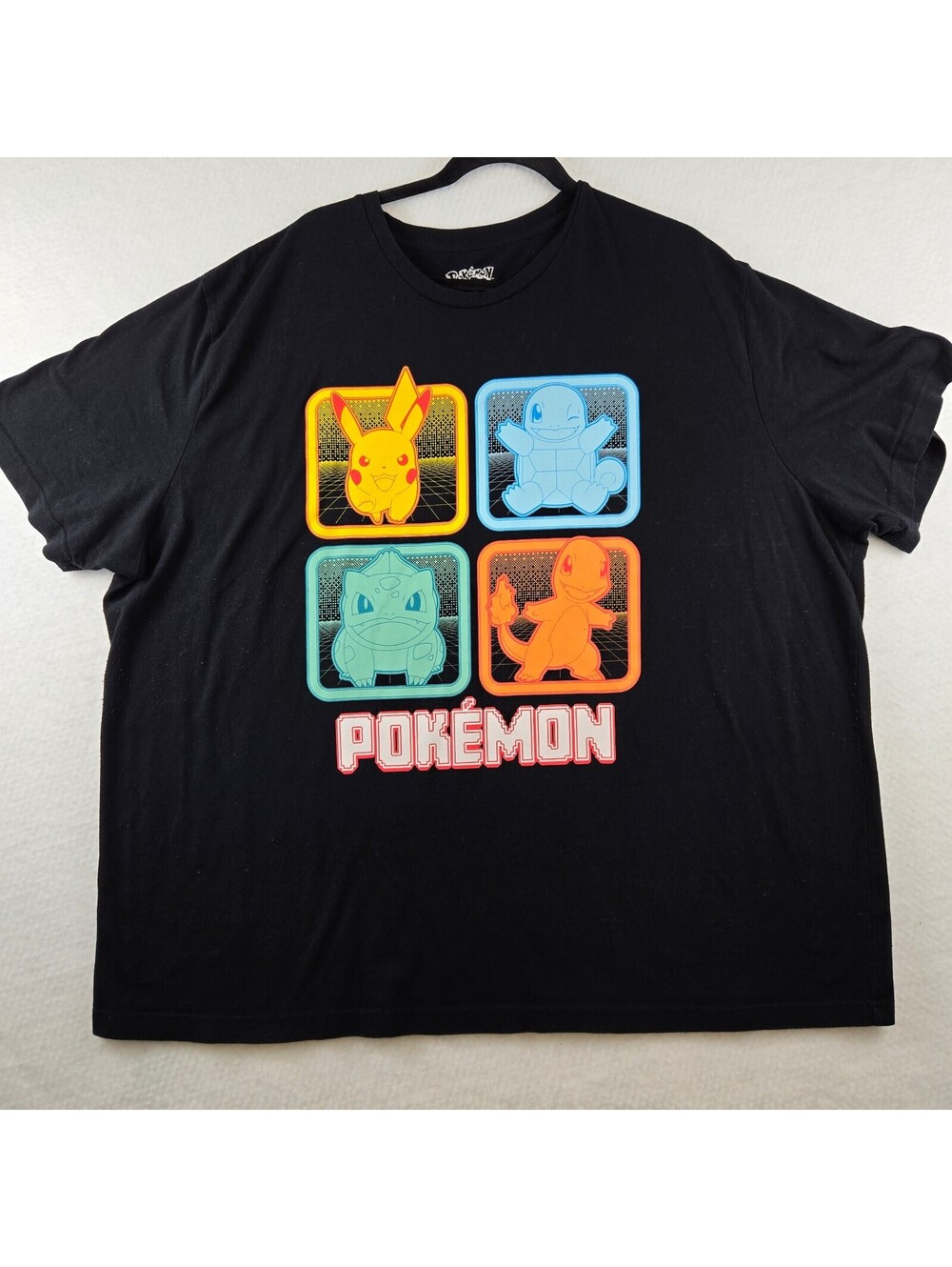 Pokemon Graphic T-Shirt Pikachu Squirtle Bulbasaur Charmander Black 3XB